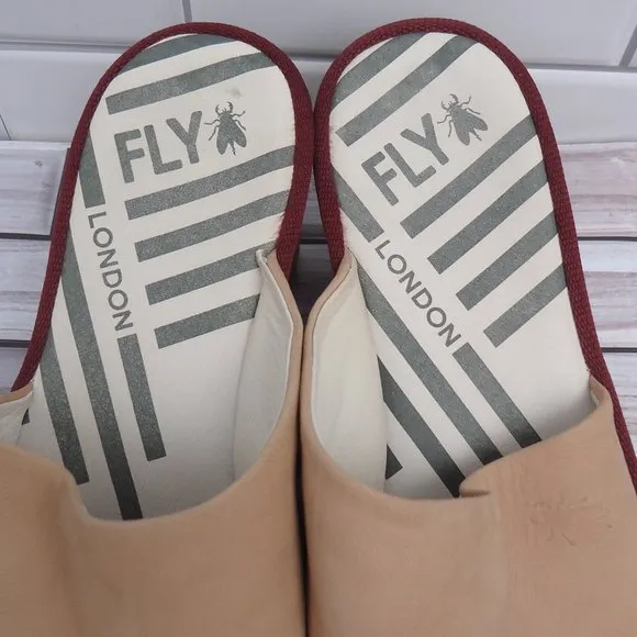 SIZE EU 41. Fly London nubuck leather slip on wedge sandals.