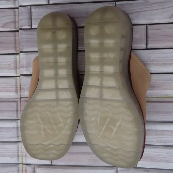 SIZE EU 41. Fly London nubuck leather slip on wedge sandals.
