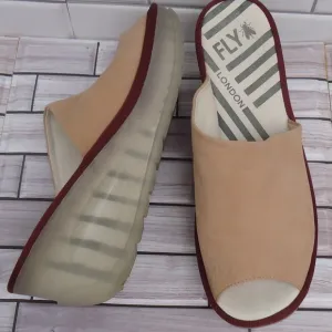 SIZE EU 41. Fly London nubuck leather slip on wedge sandals.