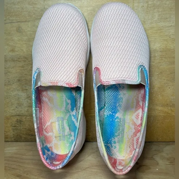 Skechers Goga Mat Ultra Go Womens Sz 9 Slip On Shoes Sneakers Light Pink 124788