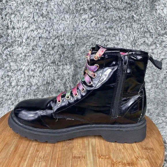 Skechers Lil Scouts Hiking Boots Size 5 Lace Up Zipper Synthetic Black 89403L