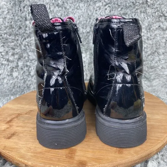 Skechers Lil Scouts Hiking Boots Size 5 Lace Up Zipper Synthetic Black 89403L