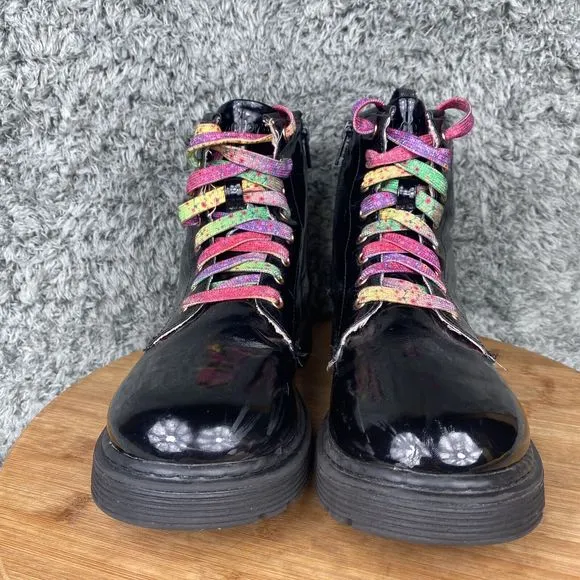 Skechers Lil Scouts Hiking Boots Size 5 Lace Up Zipper Synthetic Black 89403L