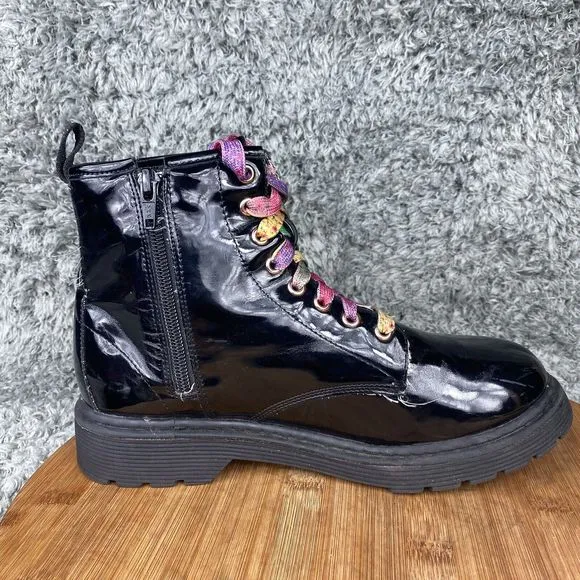 Skechers Lil Scouts Hiking Boots Size 5 Lace Up Zipper Synthetic Black 89403L