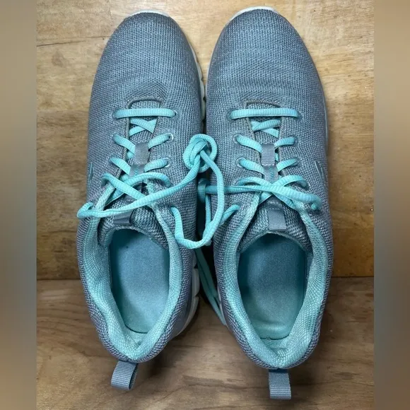 Skechers Memory Foam Knit Womens Size 9 Trainers Gray/Light Blue 12614