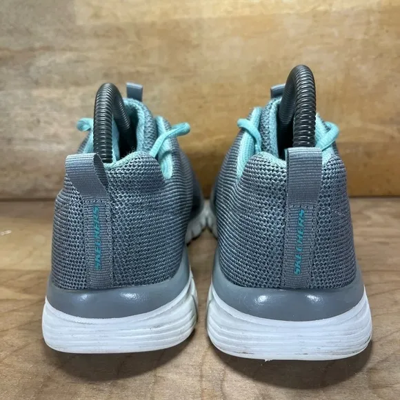 Skechers Memory Foam Knit Womens Size 9 Trainers Gray/Light Blue 12614