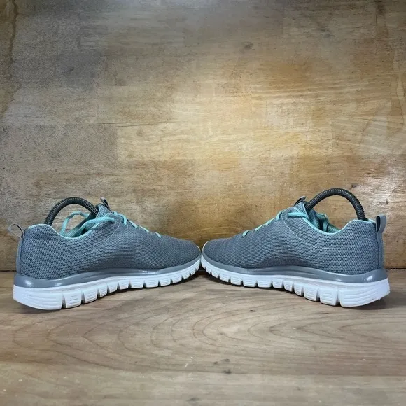 Skechers Memory Foam Knit Womens Size 9 Trainers Gray/Light Blue 12614