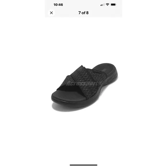 Skechers On-The-Go 600-Enchanted Black Women Slip On Casual Sandal 7 140790-BBK