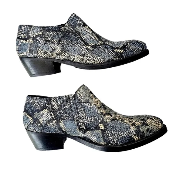 Skechers Shooties Womens 7.5  Snakeskin Print Cowboy Boot Western Ankle Booties