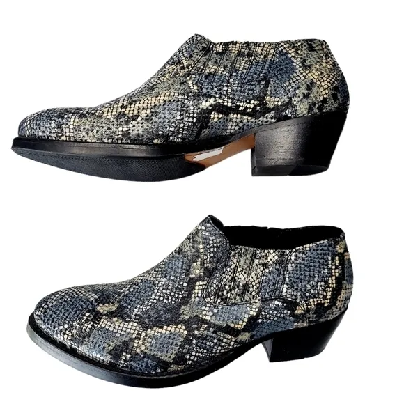 Skechers Shooties Womens 7.5  Snakeskin Print Cowboy Boot Western Ankle Booties