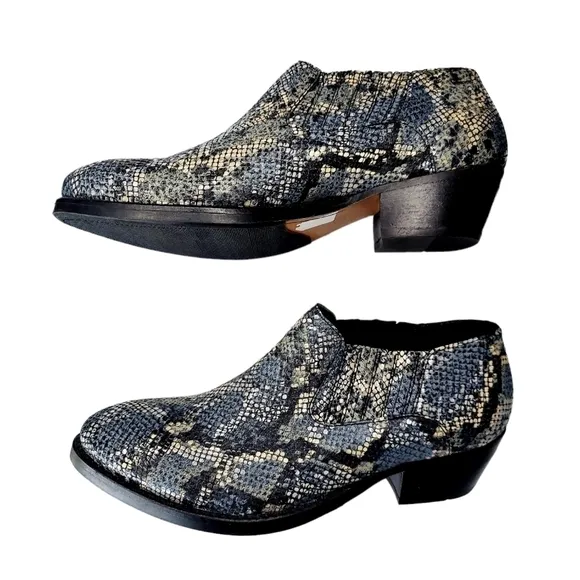 Skechers Shooties Womens 7.5  Snakeskin Print Cowboy Boot Western Ankle Booties