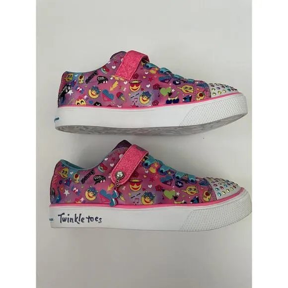 Skechers Twinkle Toes Emoji Sparkle Breeze Cutie Light Up Sneakers Shoes Size 4
