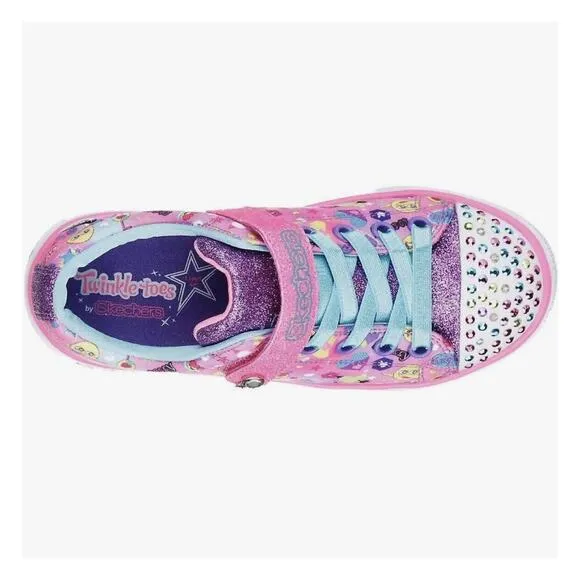 Skechers Twinkle Toes Emoji Sparkle Breeze Cutie Light Up Sneakers Shoes Size 4