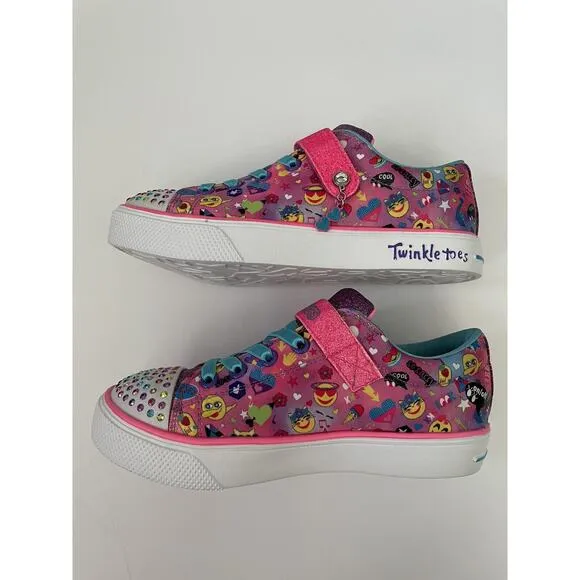 Skechers Twinkle Toes Emoji Sparkle Breeze Cutie Light Up Sneakers Shoes Size 4