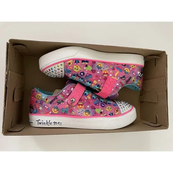 Skechers Twinkle Toes Emoji Sparkle Breeze Cutie Light Up Sneakers Shoes Size 4