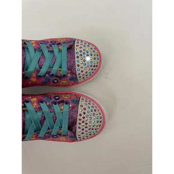Skechers Twinkle Toes Emoji Sparkle Breeze Cutie Light Up Sneakers Shoes Size 4