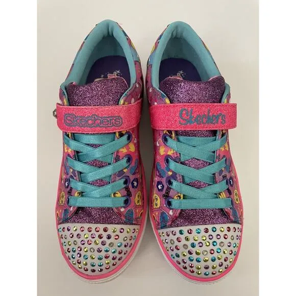 Skechers Twinkle Toes Emoji Sparkle Breeze Cutie Light Up Sneakers Shoes Size 4