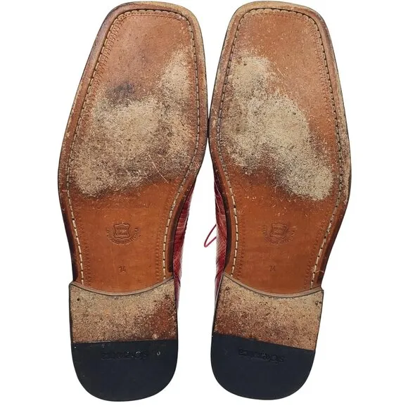 Slick Exotica David Eden Men's 14 Red Marble Ostrich Lizard Oxford dress shoes
