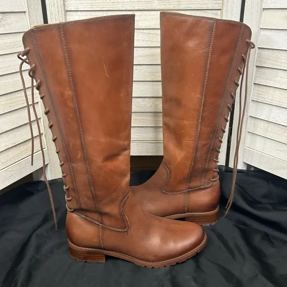 Sofft Women’s Sharnell Tall Riding Boots Light Brown Genuine Leather 9