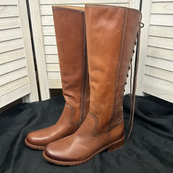 Sofft Women’s Sharnell Tall Riding Boots Light Brown Genuine Leather 9
