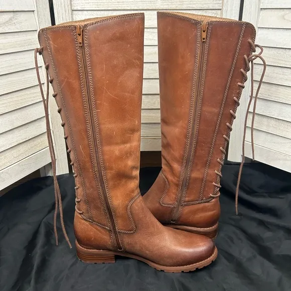 Sofft Women’s Sharnell Tall Riding Boots Light Brown Genuine Leather 9