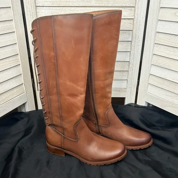 Sofft Women’s Sharnell Tall Riding Boots Light Brown Genuine Leather 9