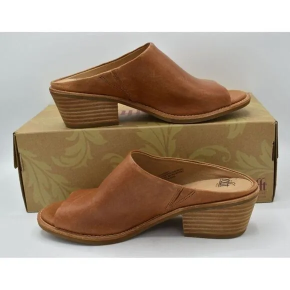 Sofft Womens Size 11 Aneesa Luggage Tan Leather Slip On Open Toe Sandals Shoes
