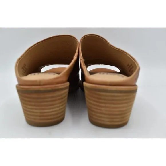 Sofft Womens Size 11 Aneesa Luggage Tan Leather Slip On Open Toe Sandals Shoes