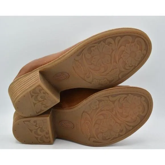 Sofft Womens Size 11 Aneesa Luggage Tan Leather Slip On Open Toe Sandals Shoes