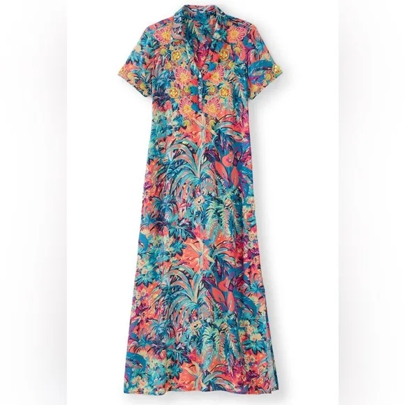 Soft Surroundings Florence Tropicana Multi Color Dress Small