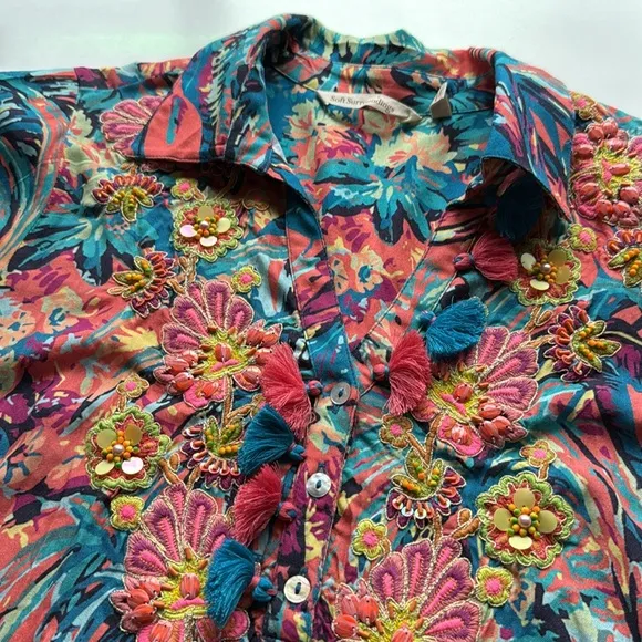 Soft Surroundings Florence Tropicana Multi Color Dress Small