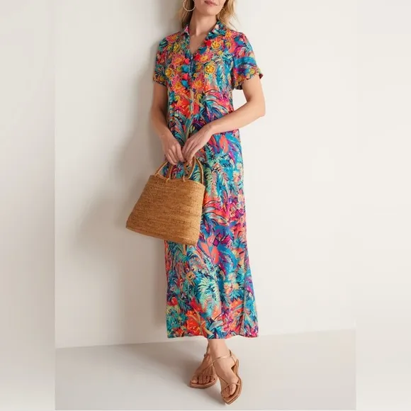 Soft Surroundings Florence Tropicana Multi Color Dress Small