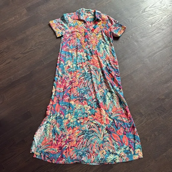 Soft Surroundings Florence Tropicana Multi Color Dress Small