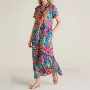 Soft Surroundings Florence Tropicana Multi Color Dress Small