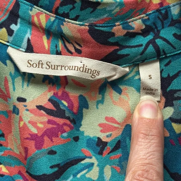 Soft Surroundings Florence Tropicana Multi Color Dress Small