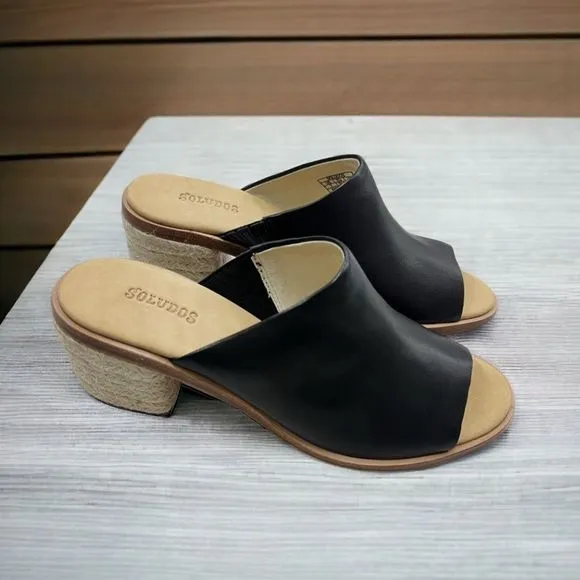 Soludos Capri Leather Mule Sandals in Black