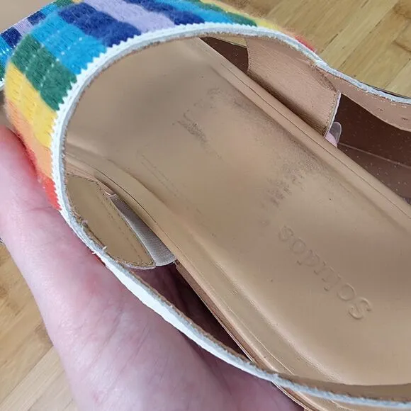 Soludos Remy City Sandals Rainbow and White Women’s Size 9.5 Embroidered