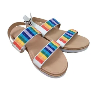Soludos Remy City Sandals Rainbow and White Women’s Size 9.5 Embroidered