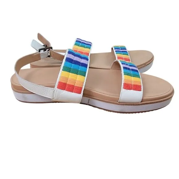 Soludos Remy City Sandals Rainbow and White Women’s Size 9.5 Embroidered