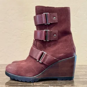 Sorel After Hours Waterproof Suede Wedge Ankle Boots