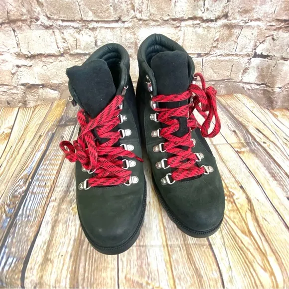 SOREL Ainsley Conquest Waterproof Leather Ankle Hiking Boots Black Size 8