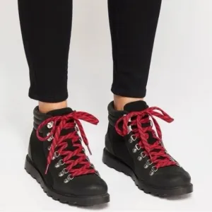 SOREL Ainsley Conquest Waterproof Leather Ankle Hiking Boots Black Size 8