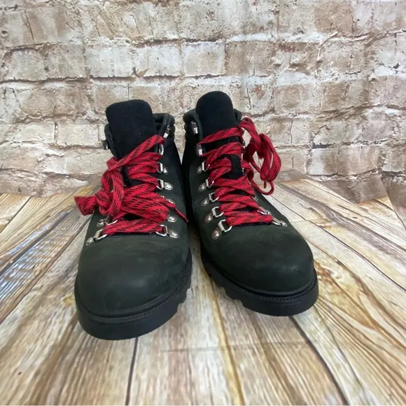 SOREL Ainsley Conquest Waterproof Leather Ankle Hiking Boots Black Size 8
