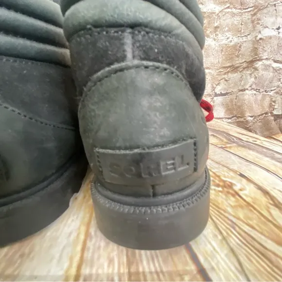 SOREL Ainsley Conquest Waterproof Leather Ankle Hiking Boots Black Size 8