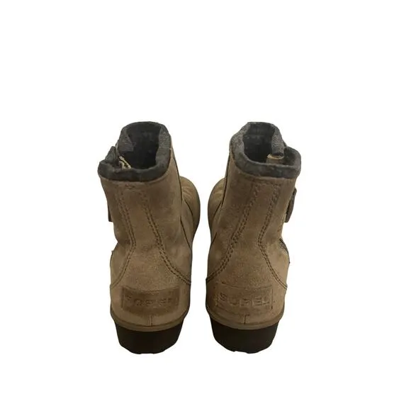 Sorel Boots Womens 8.5 Suede Ankle Meadow Brown Waterproof Side Zip NL2189-255