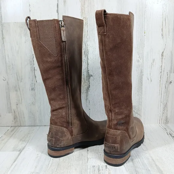 Sorel Brown Suede Waterproof Brown Leather Tall Riding Boots  #1457