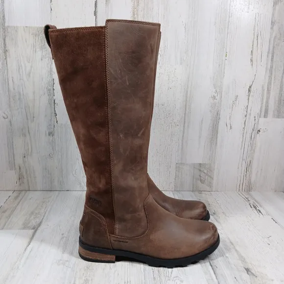 Sorel Brown Suede Waterproof Brown Leather Tall Riding Boots  #1457
