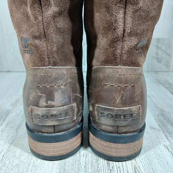 Sorel Brown Suede Waterproof Brown Leather Tall Riding Boots  #1457