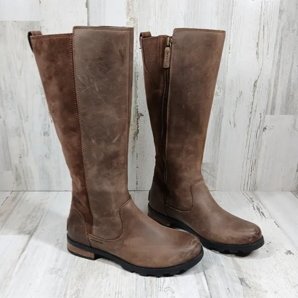 Sorel Brown Suede Waterproof Brown Leather Tall Riding Boots  #1457