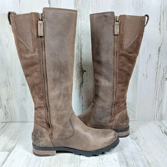 Sorel Brown Suede Waterproof Brown Leather Tall Riding Boots  #1457